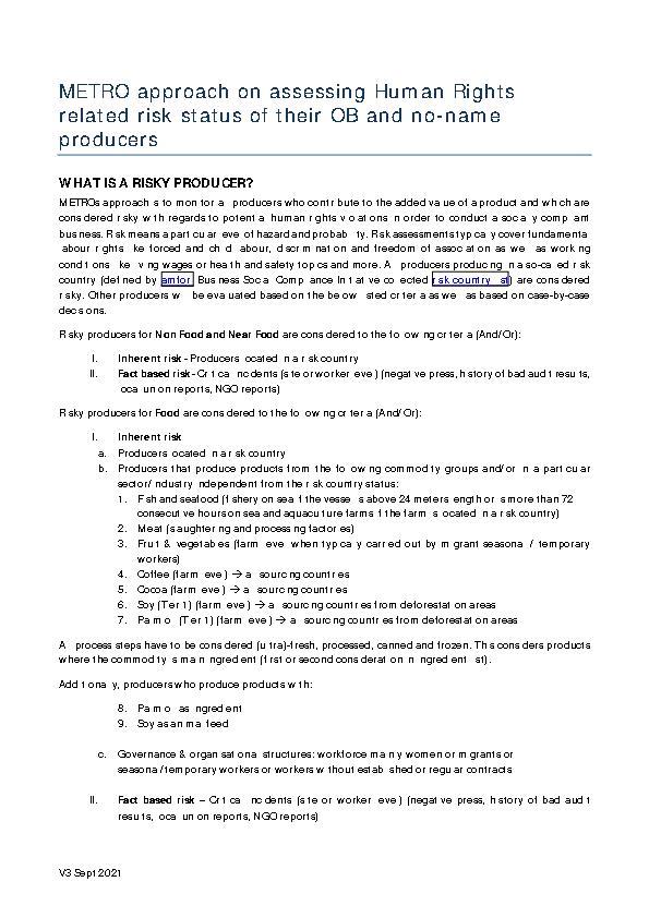 Approach Human Rights Risk Assessment