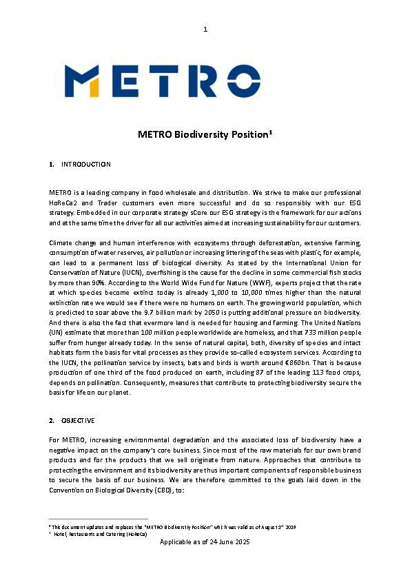 Position on Biodiversity